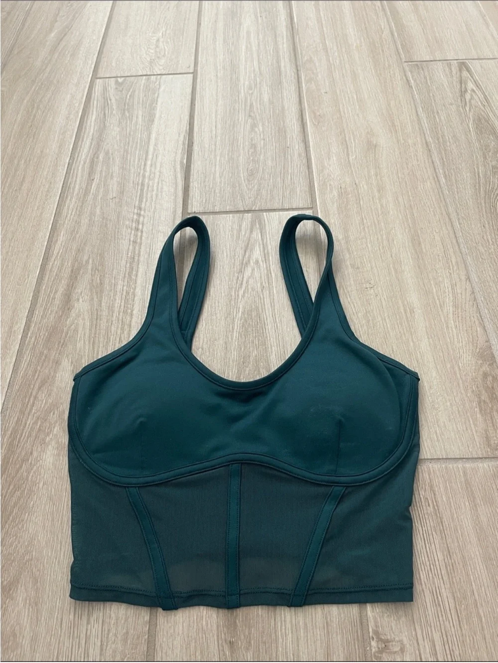 Alo Yoga Airbrush Mesh Corset Tank Top Midnight Green Sz S 4-6 W9462R